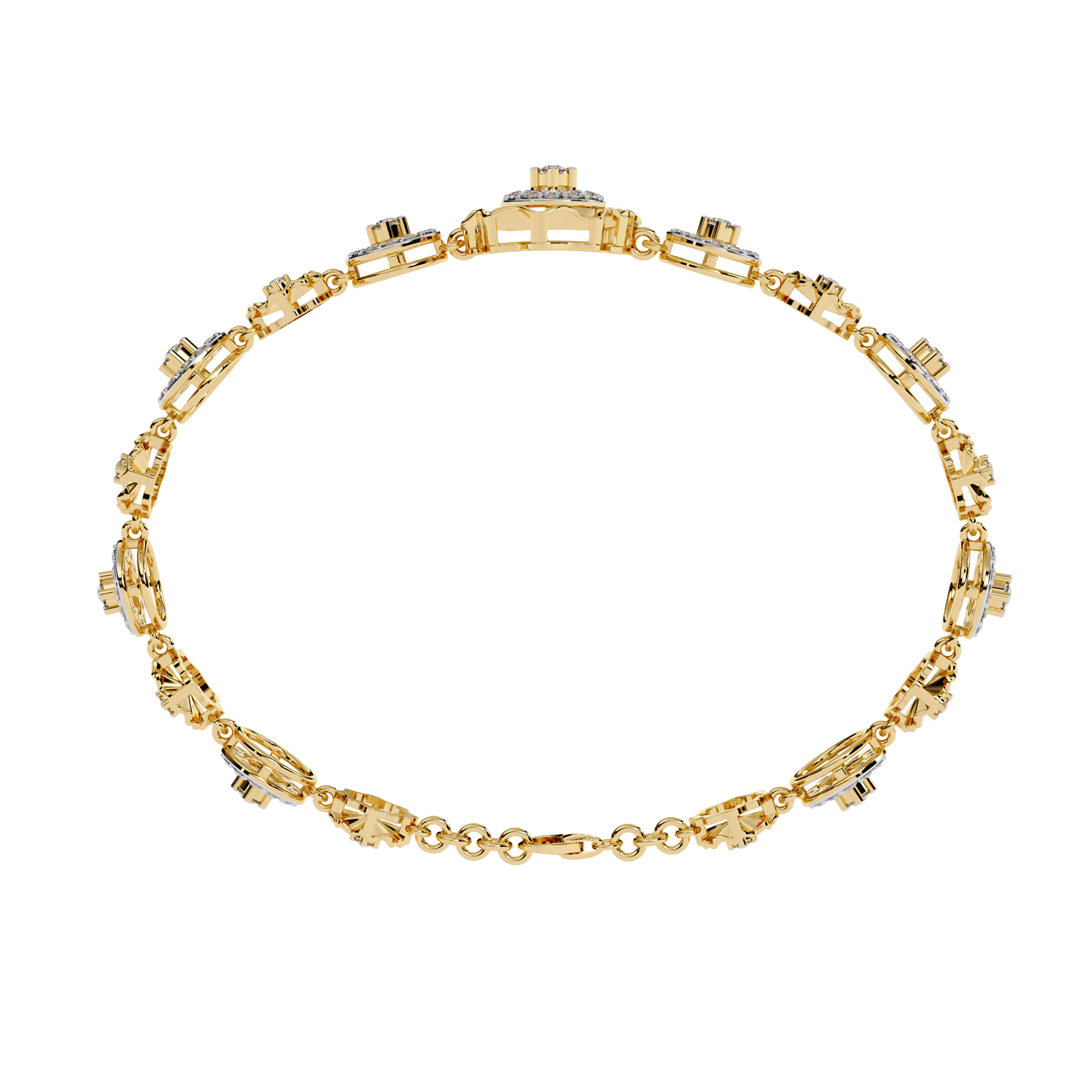 Solitairekart 1.29ct Floral Diamond Link Bracelet-HI Color, VS-SI Clarity